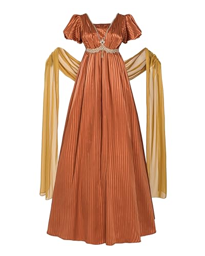 Fiamll Regency Kleid Damen Jane Austen Empire Taille Renaissance Kleid Damen mit Schal Teeparty Cocktail Abendkleid S von Fiamll