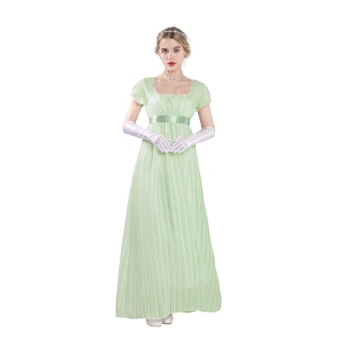 Fiamll Regency Kleider Damen Empire Taille Viktorianisches Ballkleid Regency Kleid aus dem 19. Jahrhundert Partys Grün XXL von Fiamll