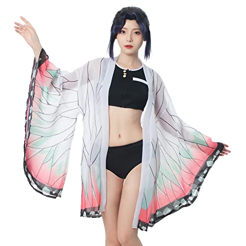 Fiamll Shinobu Kocho Cosplay Bikini Set für Dämonen Jäger Damen Anime Kimono Strickjacke Strand Sommer Badeanzug S von Fiamll