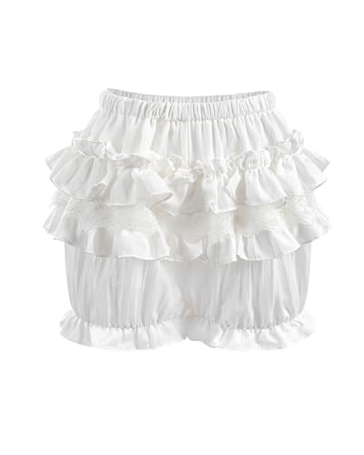 Fiamll Viktorianische Bloomer Damen Unterhose Unterrock Shorts Pumphose Mehrschichtig Rüschzen Lolita Pumpkin Pettipants Schlafanzughose XL von Fiamll