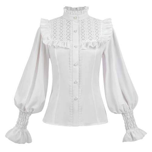 Fiamll Viktorianische Damen Renaissance Bluse - Mittelalter Langärmliges Vintage XL von Fiamll