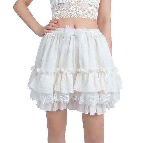 Fiamll Viktorianischer Bloomer Süße Pumphose Kawaii Mehrschichtig Rüschzen Sicherheitshose Unterwäsche Leggings XXL von Fiamll