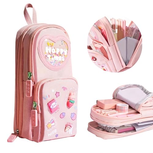 Fiaoudm Großes Fassungsvermögen, Kawaii-Federmäppchen und Federmäppchen, niedlicher 3-Fach, Schreibwaren-Organizer für Schulbedarf, Büro und Reisen, ideales Geschenk für Mädchen und Kunstliebhaber Fiaoudm Großes Fassungsvermögen, Kawaii-Federmäppchen und Federmäppchen, niedlicher 3-Fach, Schreibwaren-Organizer für Schulbedarf, Büro und Reisen, ideales Geschenk für Mädchen und Kunstliebhaber von Fiaoudm