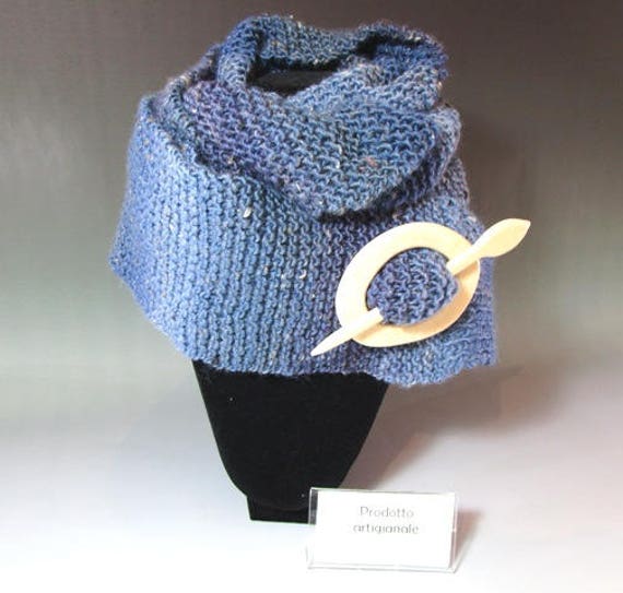 Gemusterte, Unisex, Gestrickt, Natürlich, Lang, Weich, Umhüllende Wolle Schal, Hergestellt in Italien von Fiartwood