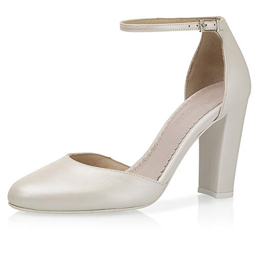 Fiarucci Brautschuhe Beverli - Damen, Pumps, Perle/Creme, Leder, Riemchen, Bequem Gepolstert, Hochzeitschuhe, Gr. 40,5 (UK 7,5) von Fiarucci