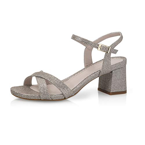 Fiarucci Brautschuhe Bodine - Damen, Sandalette, Rose Gold, Satin, Glitter, Riemchen, Blockabsatz, Hochzeitsschuhe Gr. 36 (UK 3) von Fiarucci