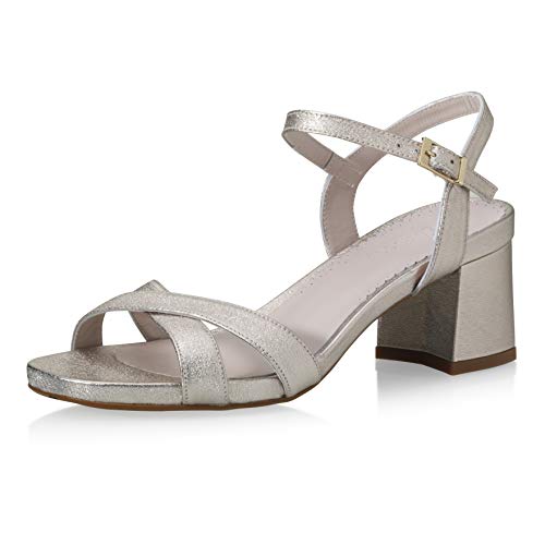 Fiarucci Brautschuhe Bodine - Damen Sandalette, Rose Glamour, Leder, Riemchen, Blockabsatz, Hochzeitsschuhe, Gr. 38 (UK 5) von Fiarucci