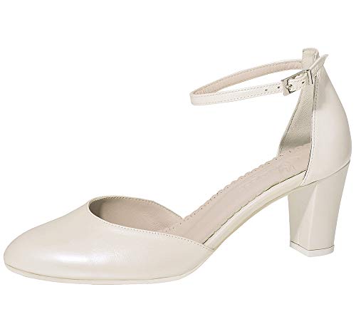 Fiarucci Brautschuhe Fernanda - Damen Pumps gepolstert, Perle/Creme, Leder - Gr. 40 (UK 7) von Fiarucci