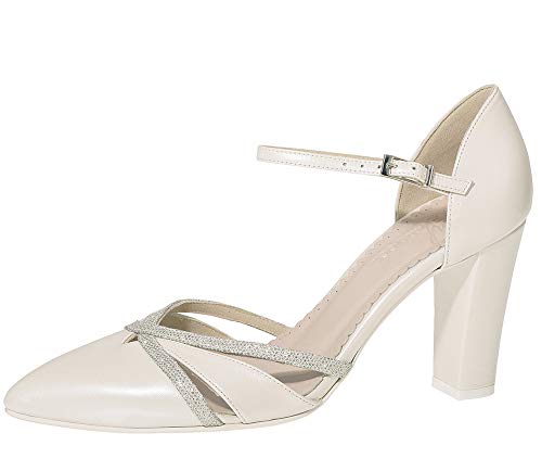 Fiarucci Brautschuhe Florine - Damen Pumps gepolstert, Glitzer Perle/Creme, Leder - Gr. 39.5 (UK 6.5) von Fiarucci