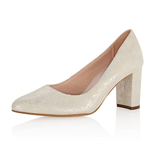 Fiarucci Brautschuhe Hilarie - Damen, Pumps, Off-White Silver, Suede - Gr. 39.5 (UK 6.5) von Fiarucci