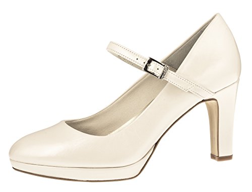 Fiarucci Brautschuhe Ingrid - Pumps, Plateau, Riemchen, Ivory/Creme, Leder - Tanzschuhe, Hochzeitsschuhe, High Heels, Blockabsatz (38 EU, Perle) von Fiarucci