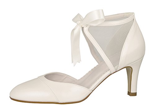 Fiarucci Brautschuhe Kiara - Perle Creme Leder Schleife Foam - Pumps Größe 38.5 EU 5.5 UK Damen von Fiarucci