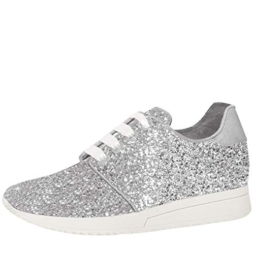 Fiarucci Brautschuhe Lizzi - Damen, Sneaker, Silber, Glitzer, Bequem Gepolstert, Hochzeitsschuhe, Gr. 37 (UK 4) von Fiarucci