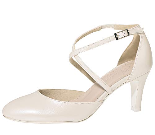 Fiarucci Brautschuhe Merlinde - Damen Pumps gepolstert, Perle/Creme, Leder - Gr. 39 (UK 6) von Fiarucci