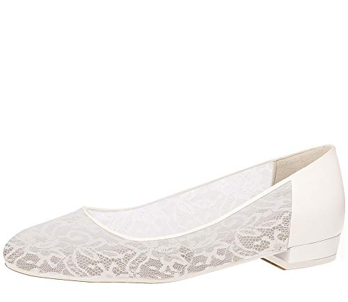 Fiarucci Brautschuhe Pascalle - Damen Ballerinas gepolstert, Perle/Creme, Leder - Gr. 39.5 (UK 6.5) von Fiarucci