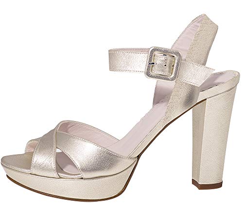 Fiarucci Brautschuhe Raquel - Damen Sandaletten gepolstert, Rosé/Silber, Leder - Gr. 37 (UK 4) von Fiarucci