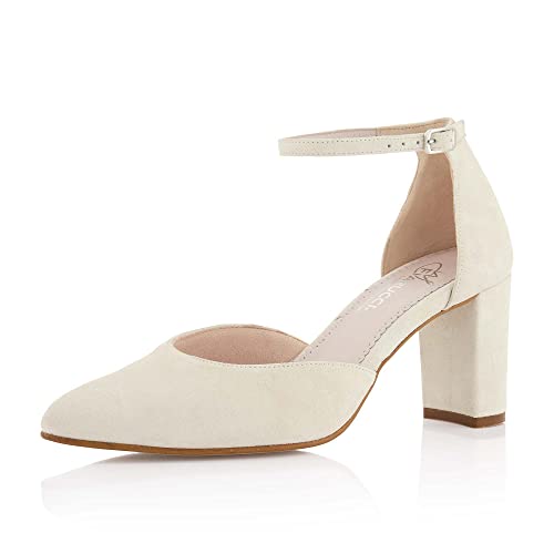 Fiarucci Brautschuhe Zora - Damen, Pumps, Off-White, Suede - Gr. 38.5 (UK 5.5) von Fiarucci