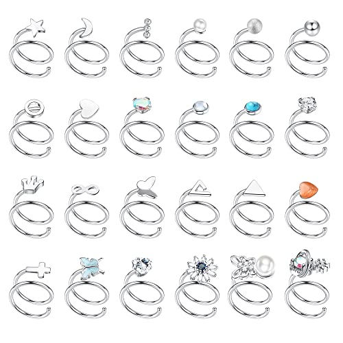 FIASASO 24 Stück Doppelnasenring für Einzelpiercing CZ Stern Mond Schmetterling Edelstahl Doppelreifen Nasenring für Frauen Spirale Doppel Hoop Nasenring, Opal, Edelstahl, Zirkon, Zirkonia FIASASO 24 Stück Doppelnasenring für Einzelpiercing CZ Stern Mond Schmetterling Edelstahl Doppelreifen Nasenring für Frauen Spirale Doppel Hoop Nasenring, Opal, Edelstahl, Zirkon, Zirkonia von Fiasaso