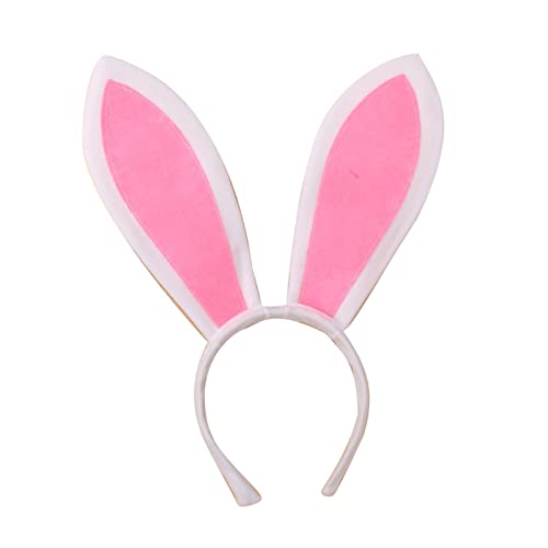 Fiauli Hasenohren Haarband Cosplay Kostüm Chic Damen Plüsch Hasenohren Haarband Weißrosa von Fiauli