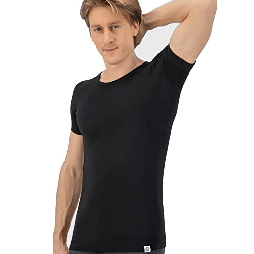Fibershirts® Anti Schweiß Shirt - T-Shirt gegen Schweißflecken - Anti Schweiß Unterhemd - Mit ArmPads PRO & Silberbehandlung - Herren - Rundhals von Fibershirts