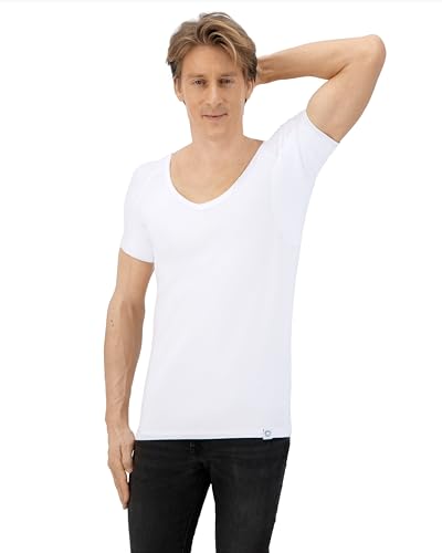 Fibershirts® Anti Schweiß Shirt – T-Shirt gegen Schweißflecken – Anti Schweiß Unterhemd – Mit ArmPads PRO & Silberbehandlung – Herren – Tiefer V-Ausschnitt von Fibershirts