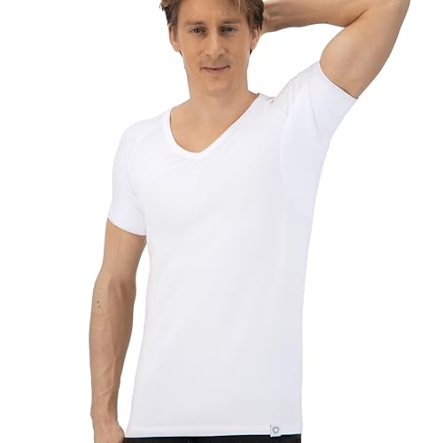 Fibershirts® Anti Schweiß Shirt - T-Shirt gegen Schweißflecken - Anti Schweiß Unterhemd - Mit ArmPads PRO & Silberbehandlung - Herren - V-Ausschnitt von Fibershirts