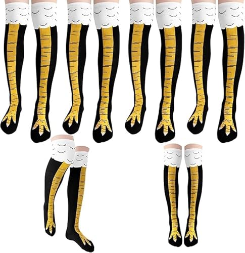 Fibete 4 Paar Chicken Leg Socks Witzige Socken Fun Hühner Legs Sock Kostüm Damen Hühnersocken Geschenke Overknee Stocking Personalisierte Wärmer Strümpfe Komische Stocking von Fibete