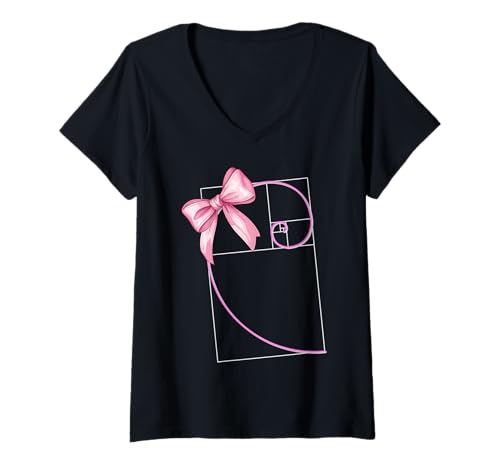 Damen Kokette Bogen Fibonacci Goldener Schnitt Heilige Geometrie Mädchen T-Shirt mit V-Ausschnitt von Fibonacci Coquette Aesthetic Girl Women Clothing