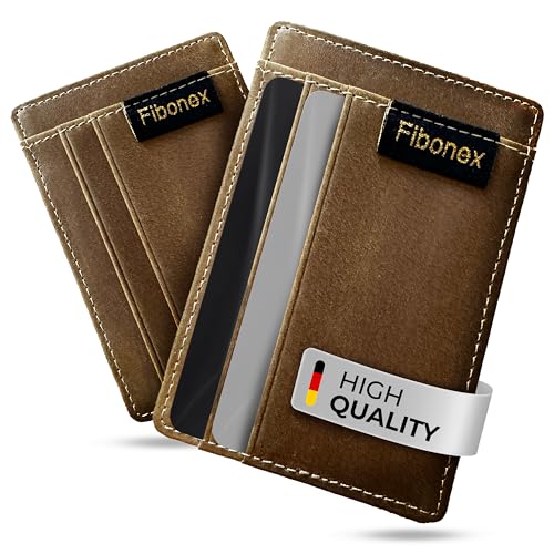 Fibonex Magic Wallet Leder Portemonnaie mit Münzfach – Slim Geldbörse für Herren & Damen – Hochwertiges Echtleder – Smartes Design für Karten, Scheine & Münzen Portmonee Kartenetui von Fibonex