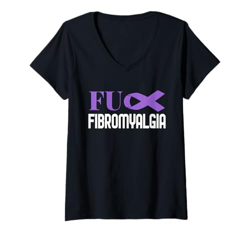 Damen Design zur Unterstützung von Fibromyalgie für chronische Krankheiten T-Shirt mit V-Ausschnitt von Fibromyalgia Awarenes Apparel