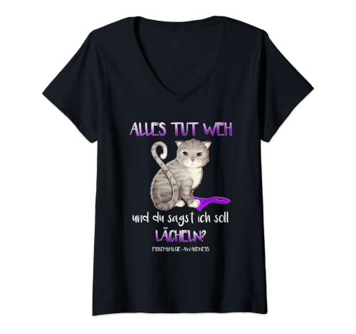 Damen Alles tut weh und du sagst ich soll lächeln Fibromyalgie T-Shirt mit V-Ausschnitt Damen Alles tut weh und du sagst ich soll lächeln Fibromyalgie T-Shirt mit V-Ausschnitt von Fibromyalgie-Bewusstsein Designs
