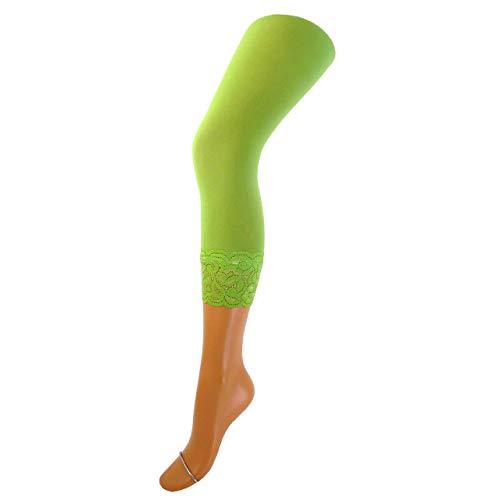 7/8-Leggings Microfaser Spitze, Farben alle:20 hellgrün, Größe:L (44/46) von Fibrotex