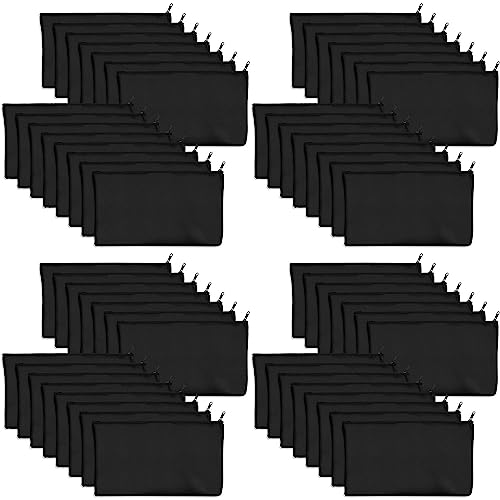 Ficher 60 Stück Schwarze Leere Segeltuch Tasche 8,3 x 4,7 Schreibwaren Aufbewahrung Reißverschluss Tasche Mach Es Selbst Graffiti Stift Federmäppchen Mach Es Selbst Geschenk Tüte von Ficher