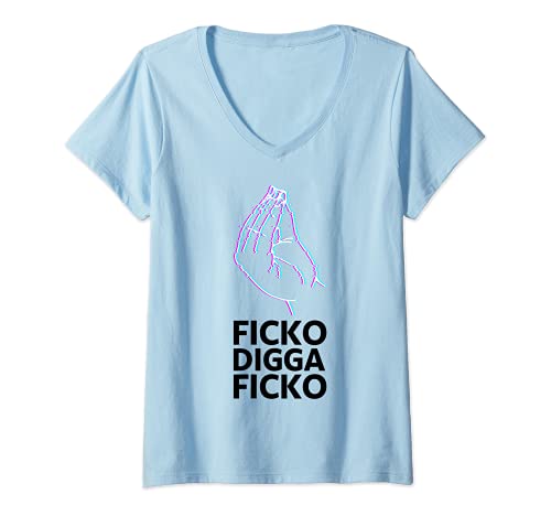 Damen Ficko Digga Ficko Handzeichen Meme Italien Vaporwave Glitch T-Shirt mit V-Ausschnitt Damen Ficko Digga Ficko Handzeichen Meme Italien Vaporwave Glitch T-Shirt mit V-Ausschnitt von Ficko Meme Handzeichen Italienisch Geste Glitch