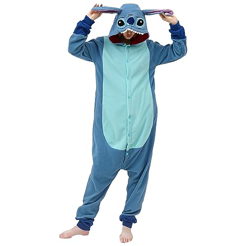 Ficlwigkis Onesie Jumpsuit Tier Relaxo Kostüm Pyjama Nachtwäsche Krümelmonster Pyjama Fasching Halloween Kostüm für Damen Herren Erwachsene Karneval Halloween Kostüm (XL, Stil 4) von Ficlwigkis