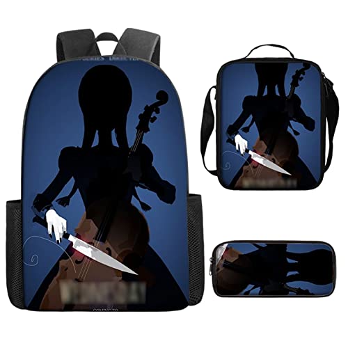 Ficlwigkis Rucksack,Schulranzen 3 Teilig Set Schwarz mit Federtasche Schulrucksack Umhängetasche Mädchen,3d Print Rucksack Mädchen Teenager Geschenke Mädchen(B) von Ficlwigkis