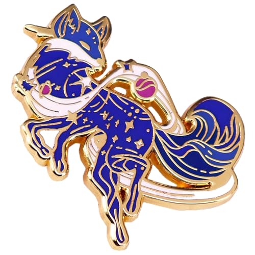 Ficsowy Cosmic Fox Emaille Pin Badge Cute Fox mit Glitzer Galaxy Hintergrund Anstecknadel für Rucksack Hut Jacke Tasche Zink Kein Edelstein Zink Kein Edelstein, Zink, Kein Edelstein von Ficsowy