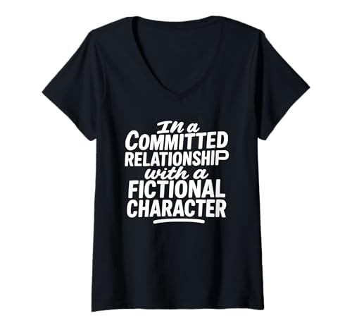 Damen Fiktionaler Charakter Bücherwurm Fangirl Buchischer Humor T-Shirt mit V-Ausschnitt Damen Fiktionaler Charakter Bücherwurm Fangirl Buchischer Humor T-Shirt mit V-Ausschnitt von Fictional Character Book Lover Nerdy Fan Graphic