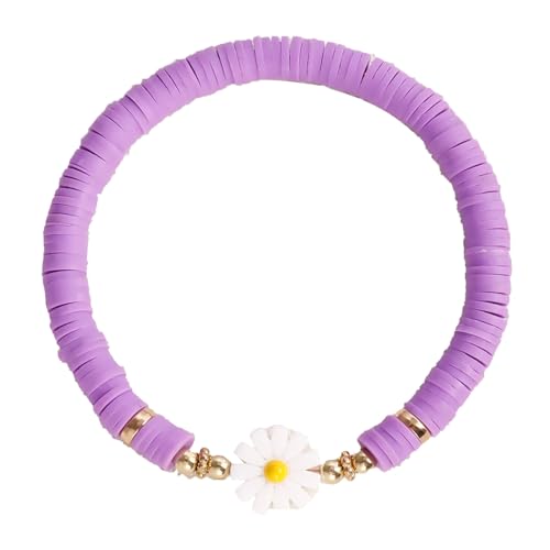 Fictory Damen-Armband aus Ton – niedliches Gänseblümchen-Design, weich, handgefertigt für Sommer, Strand, einzigartiges Geschenk von Fictory