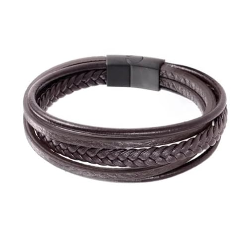 Fictory Herren Mode Gewebt Armband PU Leder Metall Akzente Einzigartiger Stil Braun von Fictory