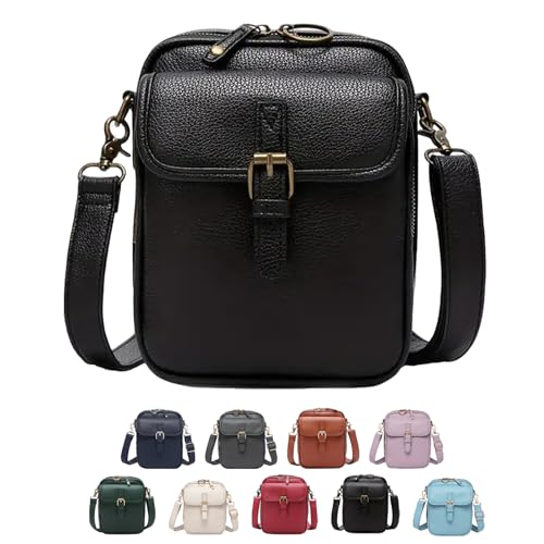 Diebstahlsichere Crossbody Tasche Damen,2025 Upgrade Vintage Diebstahlsichere Crossbody-tasche,urvashi CrossbodyLeather Bag,vintage Double Layer Large Capacity Mini 10-Kartenfächern-A von Ficugxd