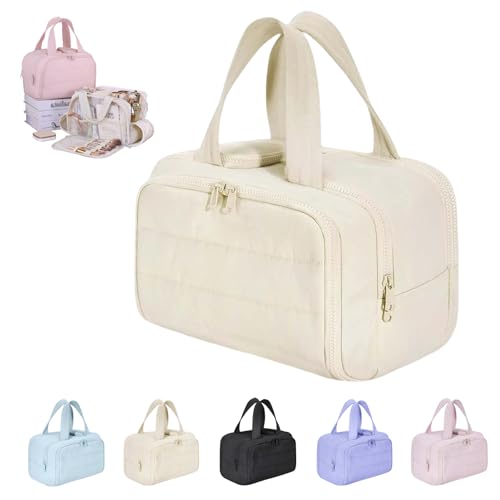 Elouva Toiletry Bag,Large Capacity Travel Cosmetic Bag for Women,Multifunktionale Leichte Make-up Taschen Für Frauen, Weit Offene Reisetasche Für Frauen,Wasserabweisende Make-up-Kosmetiktasche-B von Ficugxd