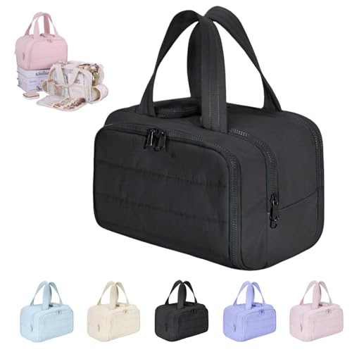 Elouva Toiletry Bag,Large Capacity Travel Cosmetic Bag for Women,Multifunktionale Leichte Make-up Taschen Für Frauen, Weit Offene Reisetasche Für Frauen,Wasserabweisende Make-up-Kosmetiktasche-C von Ficugxd
