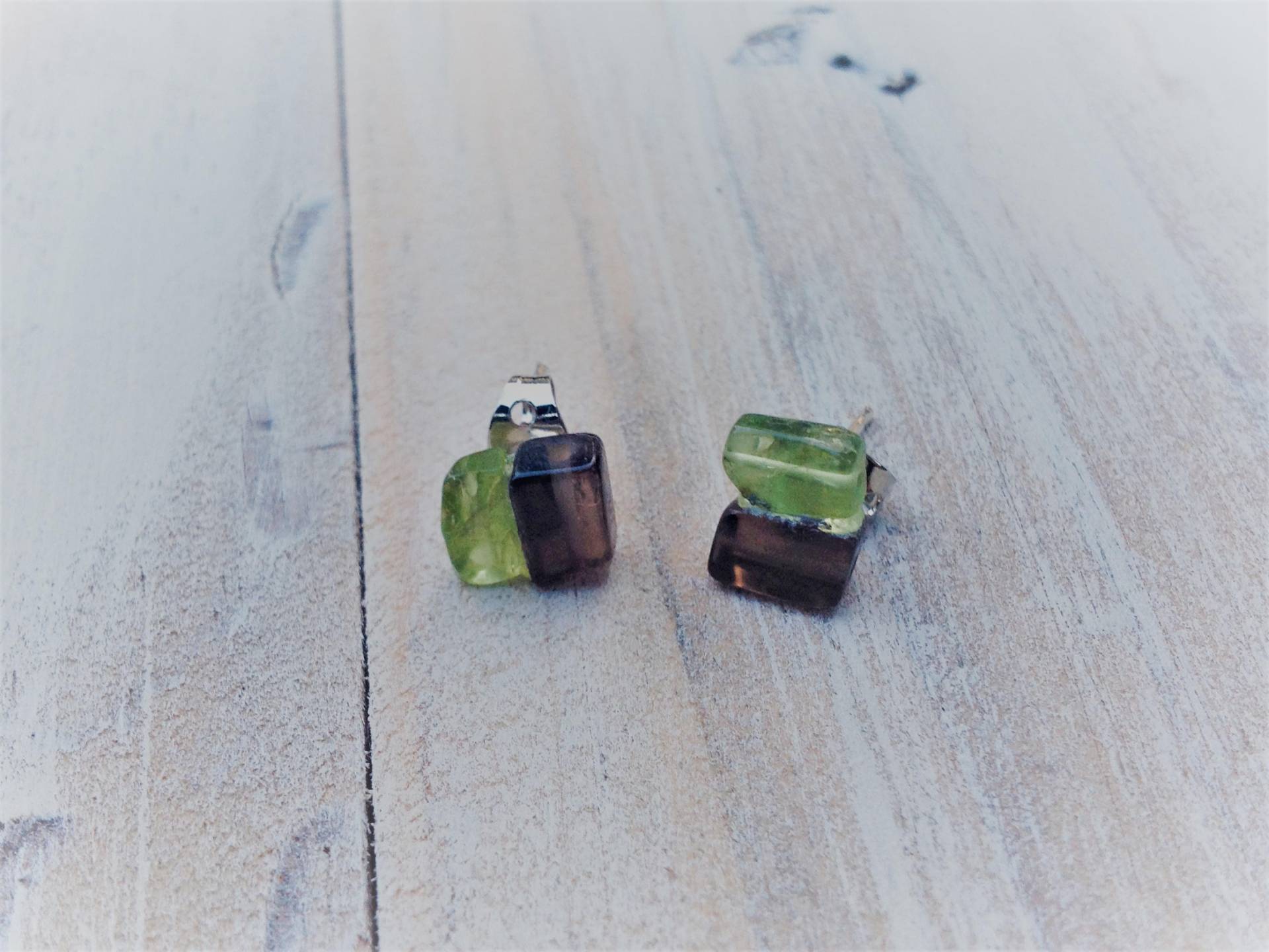 Grüne Und Braune Farbe Block Ohrstecker Grüne Und Braune Farbe Block Ohrstecker von FiddleheadsHome