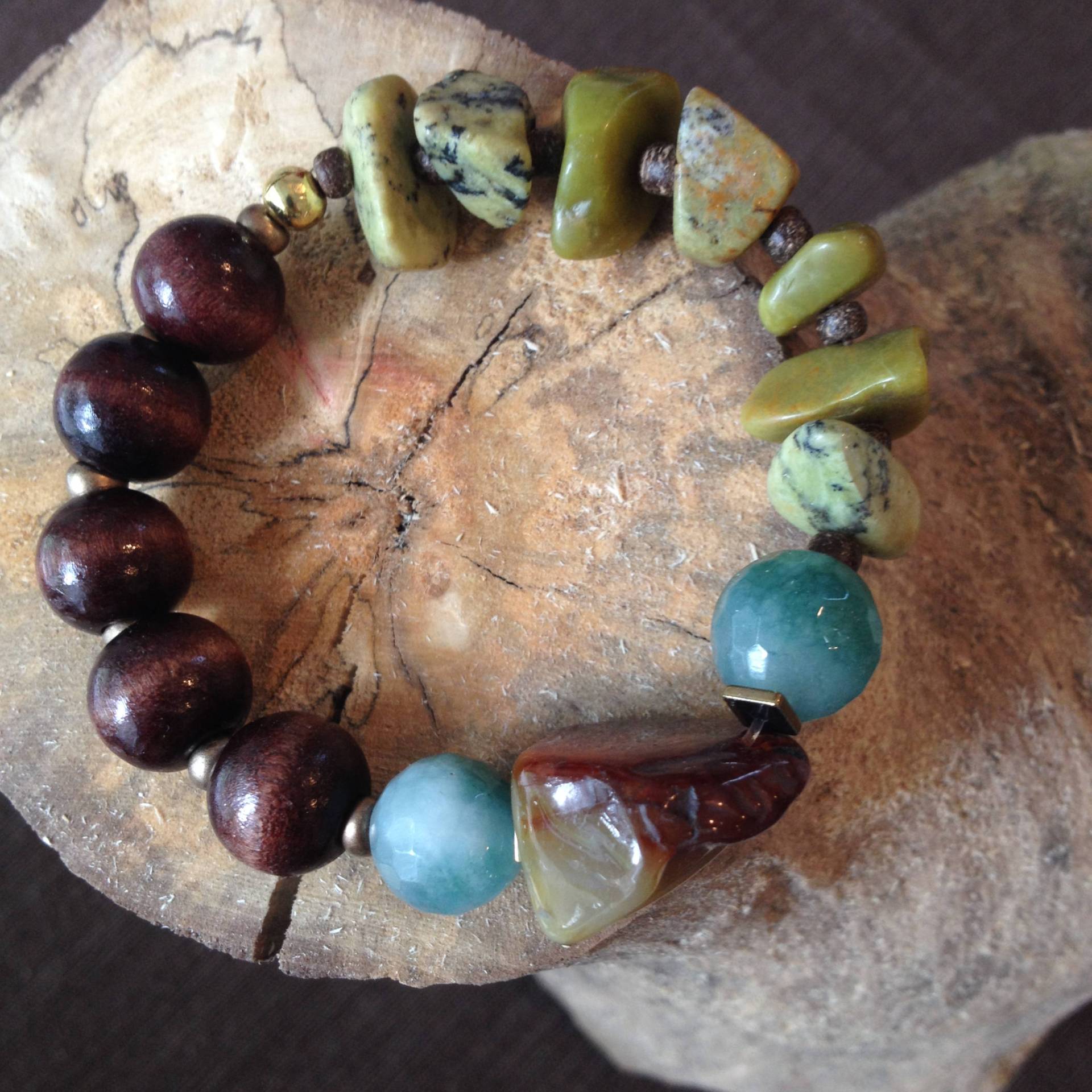 Holz Und Naturstein Stretch Armband Holz Und Naturstein Stretch Armband von FiddleheadsHome