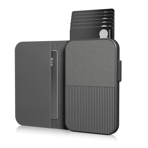 Fidelo Slim Wallet für Herren - RFID-blockierendes, minimalistisches Kreditkartenetui mit Schiebe-Pop-Up-Design, Fronttasche, Schwarzes Leder (verschiebbar und faltbar), Geldbörse & Band Pack von Fidelo
