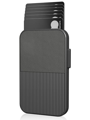 Fidelo Slim Wallet für Herren - RFID-blockierendes, minimalistisches Kreditkartenetui mit Schiebe-Pop-Up-Design, Fronttasche, Schwarzes Leder (gleitend), Minimalistisch von Fidelo