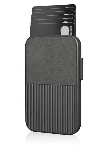 Fidelo Slim Wallet für Herren - RFID-blockierendes, minimalistisches Kreditkartenetui mit Schiebe-Pop-Up-Design, Fronttasche, Schwarzes PU-Leder (gleitend), Classic Fidelo Slim Wallet für Herren - RFID-blockierendes, minimalistisches Kreditkartenetui mit Schiebe-Pop-Up-Design, Fronttasche, Schwarzes PU-Leder (gleitend), Classic von Fidelo