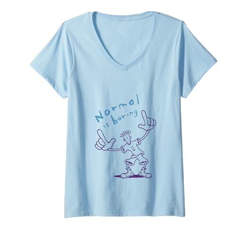 Damen Fido Dido Punkte Normal ist langweilig T-Shirt mit V-Ausschnitt Damen Fido Dido Punkte Normal ist langweilig T-Shirt mit V-Ausschnitt von Fido Dido