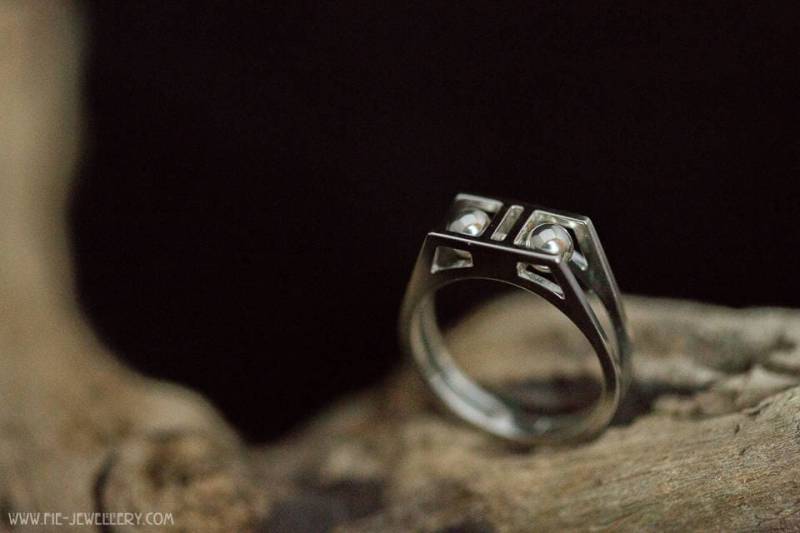 Silber Offener Ring Mit Kugeln, Eu-Größe 17 - 17.25 von FieHandmadeJewellery